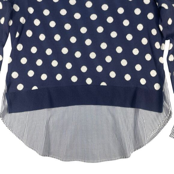 Crown & Ivy Polka Dot Sweater Womens Sz M Ruffle Lightweight Casual Feminine - Picture 8 of 13